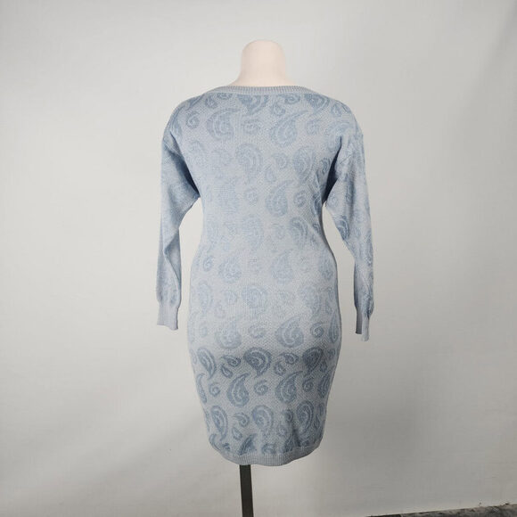 Vintage Express Blue Knit Wool Sweater Dress Size M - Picture 7 of 10